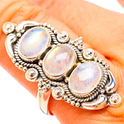 Rainbow Moonstone Rings handcrafted by Ana Silver Co - RING120874