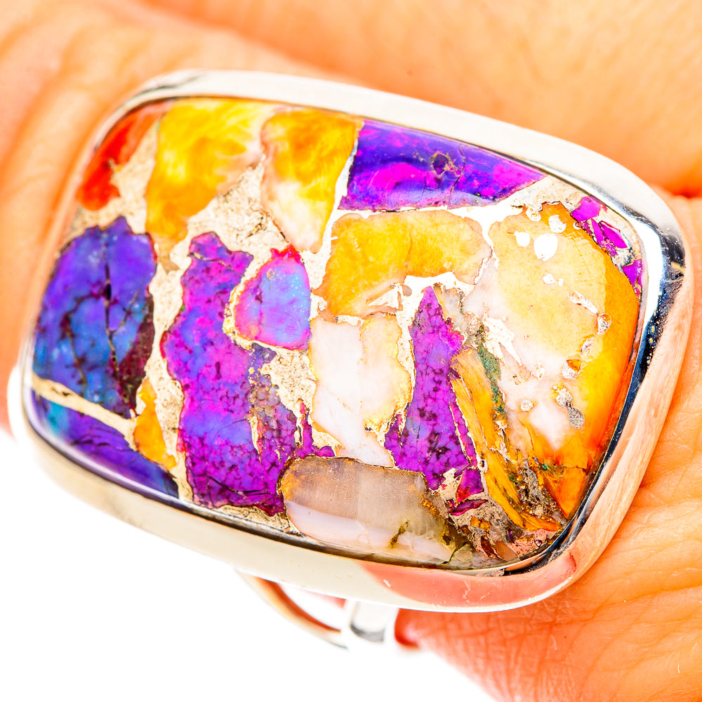 Purple Orange Copper Composite Turquoise Rings handcrafted by Ana Silver Co - RING120875