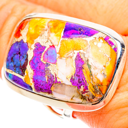 Purple Orange Copper Composite Turquoise Rings handcrafted by Ana Silver Co - RING120875