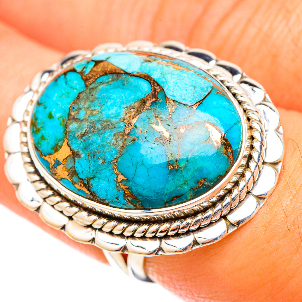 Blue Copper Composite Turquoise Rings handcrafted by Ana Silver Co - RING120888
