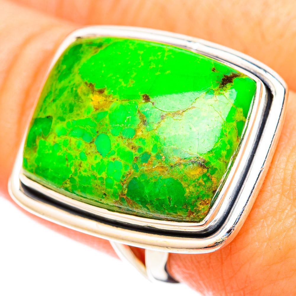 Green Copper Composite Turquoise Rings handcrafted by Ana Silver Co - RING120898
