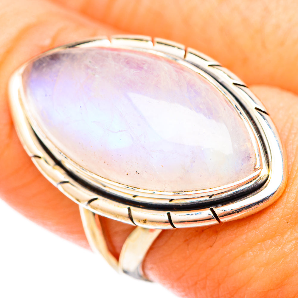 Rainbow Moonstone Rings handcrafted by Ana Silver Co - RING120927