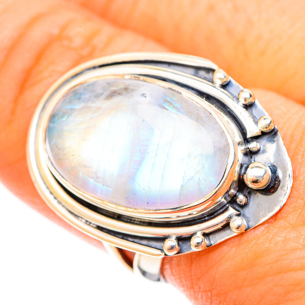 Rainbow Moonstone Rings handcrafted by Ana Silver Co - RING120929