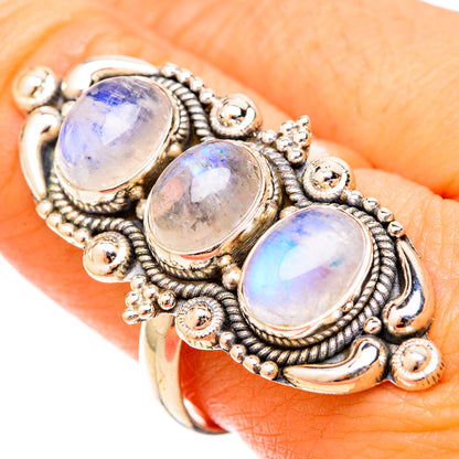 Rainbow Moonstone Rings handcrafted by Ana Silver Co - RING120934
