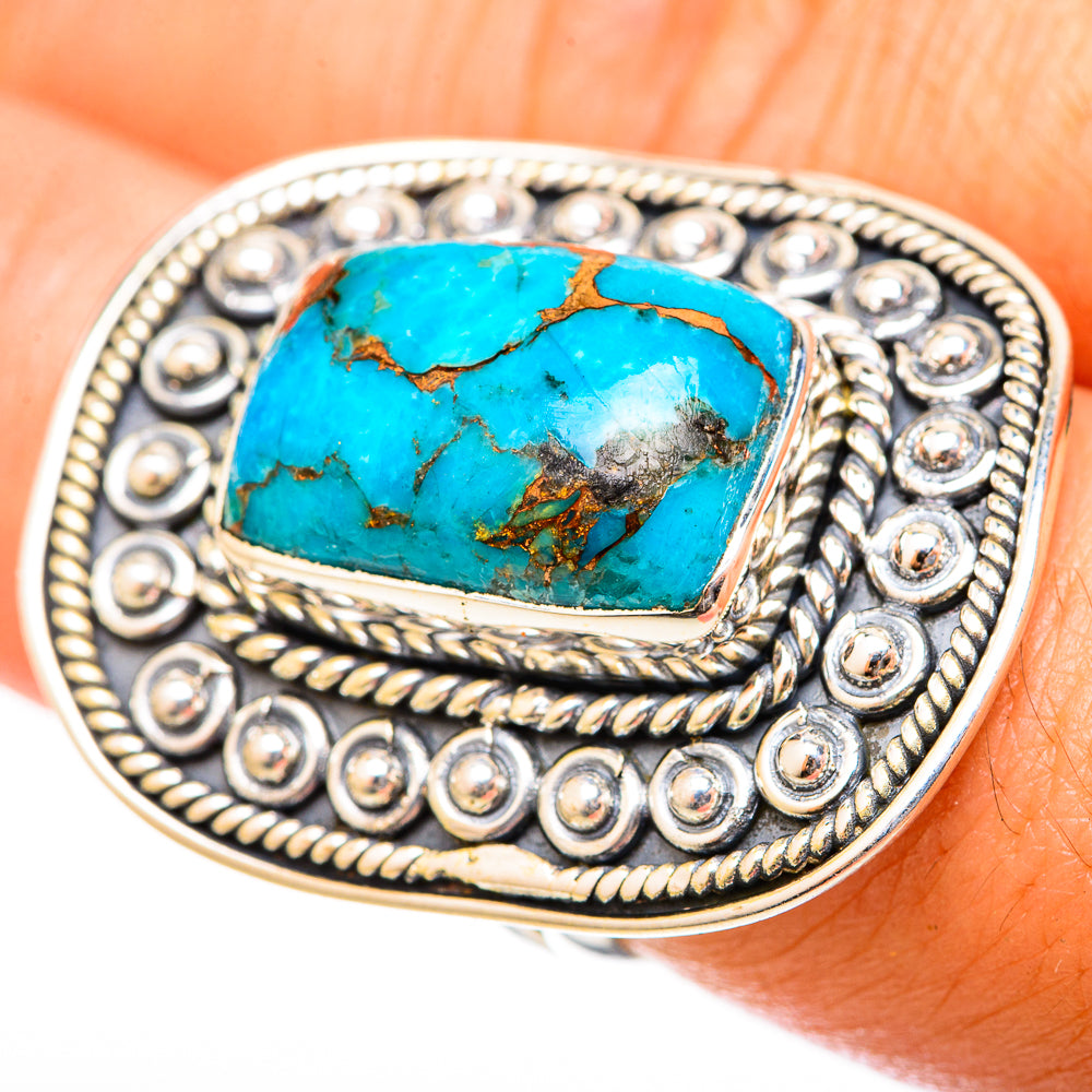Blue Copper Composite Turquoise Rings handcrafted by Ana Silver Co - RING120954