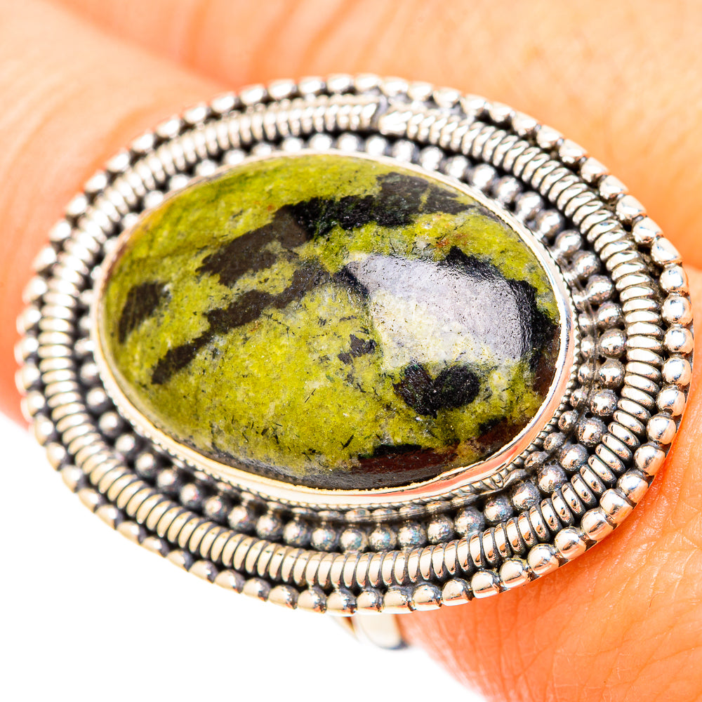 Serpentine Stone Rings handcrafted by Ana Silver Co - RING120960