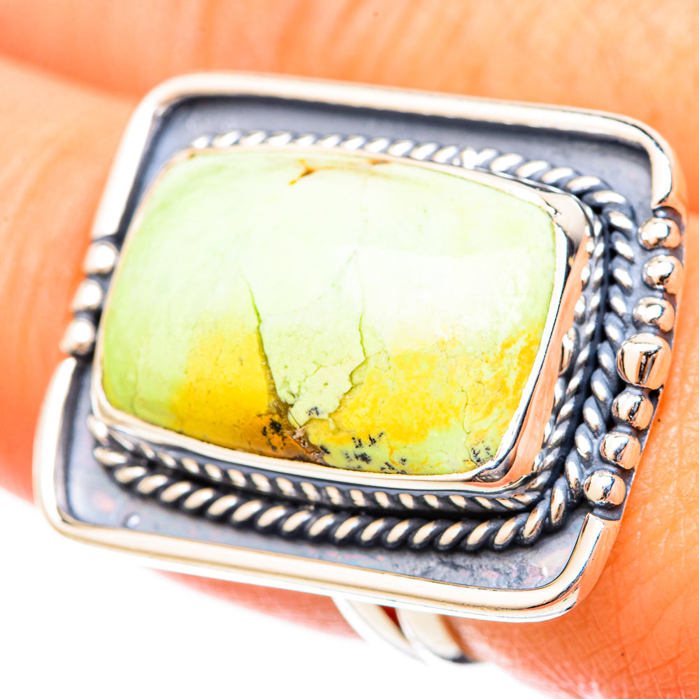 Lemon Chrysoprase Rings handcrafted by Ana Silver Co - RING120967