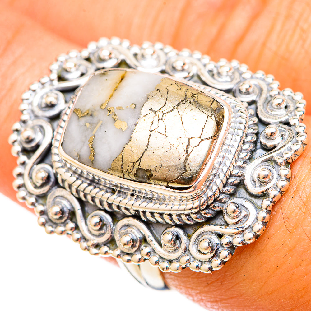 Pyrite Agate Rings handcrafted by Ana Silver Co - RING120986