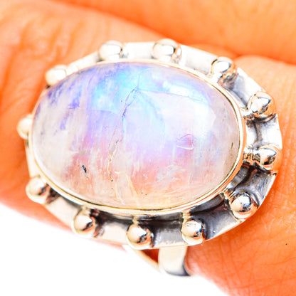 Rainbow Moonstone Rings handcrafted by Ana Silver Co - RING120989
