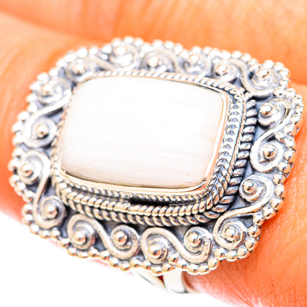 White Scolecite Rings handcrafted by Ana Silver Co - RING120990