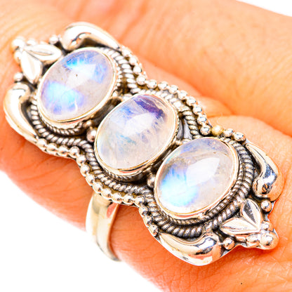 Rainbow Moonstone Rings handcrafted by Ana Silver Co - RING120992
