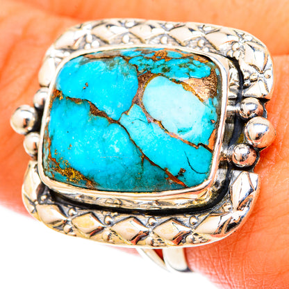 Blue Copper Composite Turquoise Rings handcrafted by Ana Silver Co - RING121000