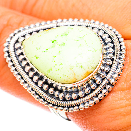 Lemon Chrysoprase Rings handcrafted by Ana Silver Co - RING121006