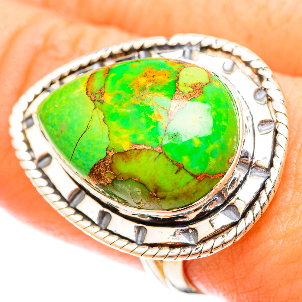 Green Copper Composite Turquoise Rings handcrafted by Ana Silver Co - RING121009