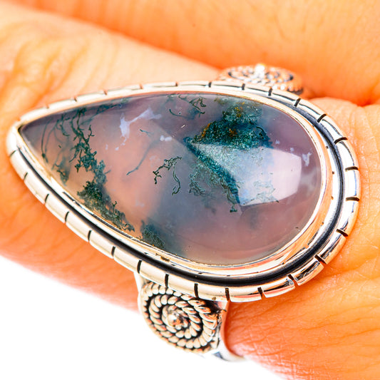 Green Moss Agate Rings handcrafted by Ana Silver Co - RING121013