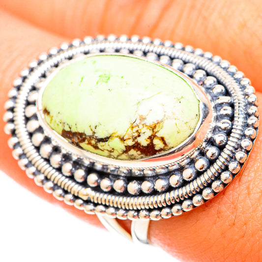 Lemon Chrysoprase Rings handcrafted by Ana Silver Co - RING121028