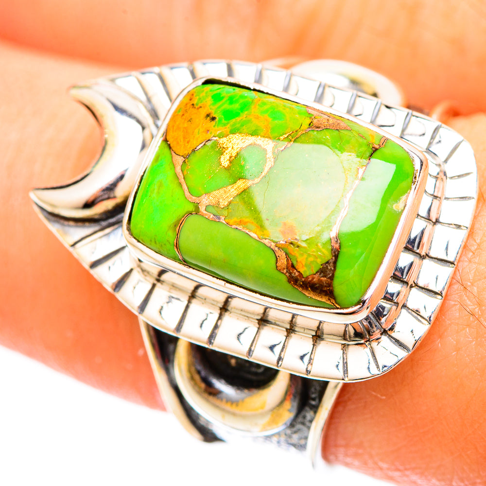 Green Copper Composite Turquoise Rings handcrafted by Ana Silver Co - RING121041