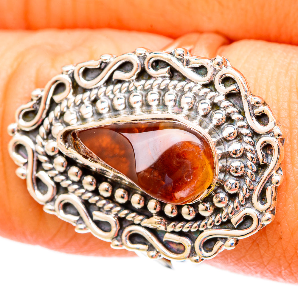 Mexican Fire Agate Rings handcrafted by Ana Silver Co - RING121042