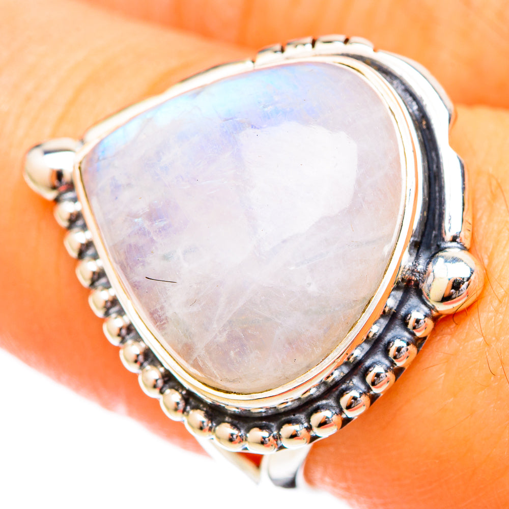 Rainbow Moonstone Rings handcrafted by Ana Silver Co - RING121055