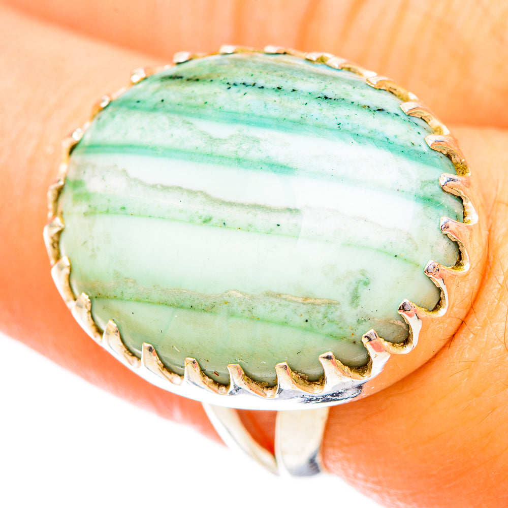 Green Jasper Rings handcrafted by Ana Silver Co - RING121069
