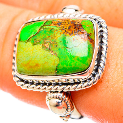 Green Copper Composite Turquoise Rings handcrafted by Ana Silver Co - RING121072