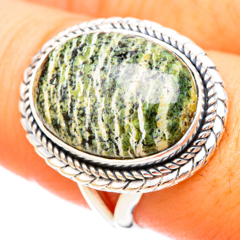 Green Swiss Opal Rings handcrafted by Ana Silver Co - RING121073