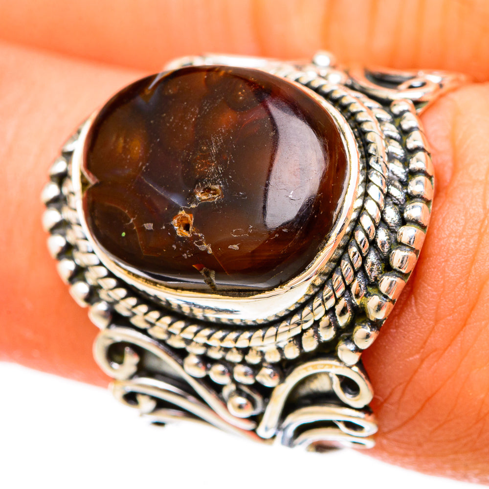 Mexican Fire Agate Rings handcrafted by Ana Silver Co - RING121074