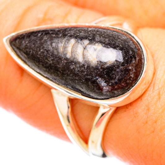 Orthoceras Fossil Rings handcrafted by Ana Silver Co - RING121085