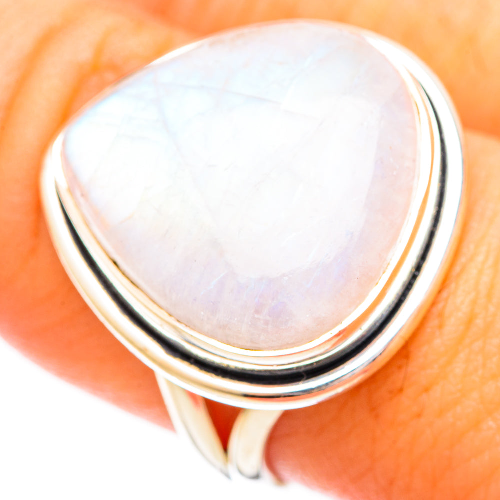 Rainbow Moonstone Rings handcrafted by Ana Silver Co - RING121086