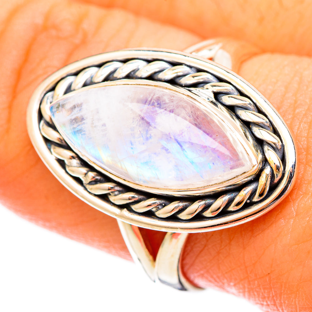 Rainbow Moonstone Rings handcrafted by Ana Silver Co - RING121087