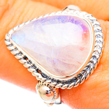 Rainbow Moonstone Rings handcrafted by Ana Silver Co - RING121088