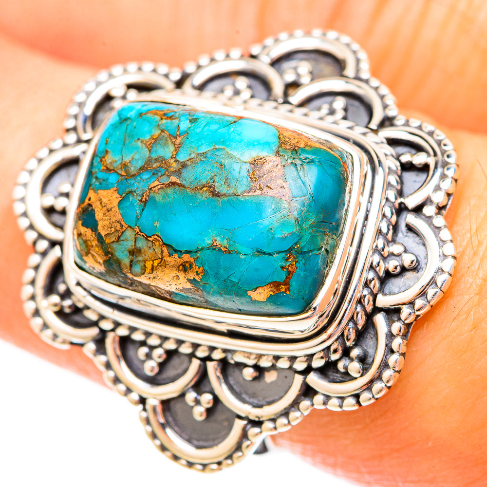 Blue Copper Composite Turquoise Rings handcrafted by Ana Silver Co - RING121098