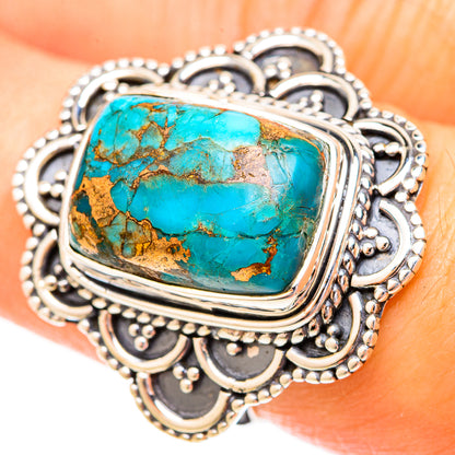 Blue Copper Composite Turquoise Rings handcrafted by Ana Silver Co - RING121098