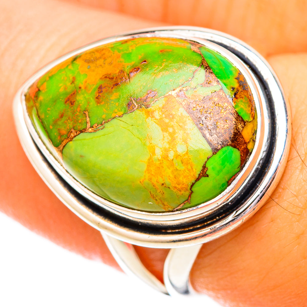 Green Copper Composite Turquoise Rings handcrafted by Ana Silver Co - RING121102
