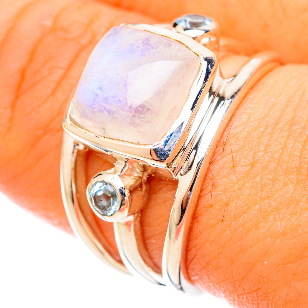 Rainbow Moonstone Rings handcrafted by Ana Silver Co - RING121118
