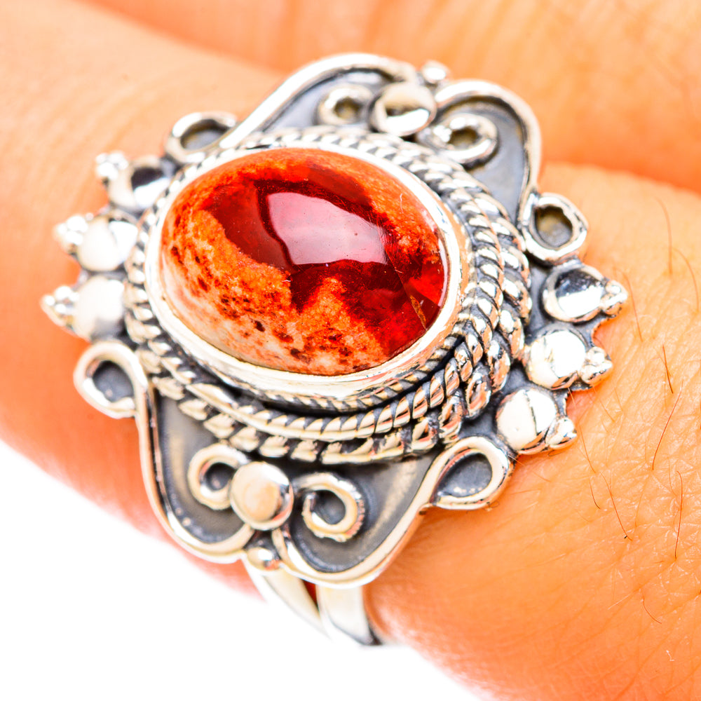 Mexican Fire Opal Rings handcrafted by Ana Silver Co - RING121119