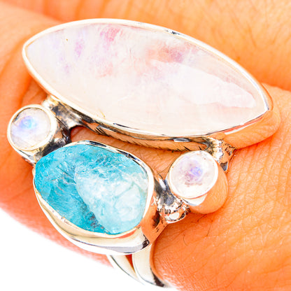Rainbow Moonstone Rings handcrafted by Ana Silver Co - RING121124