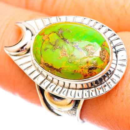 Green Copper Composite Turquoise Rings handcrafted by Ana Silver Co - RING121129