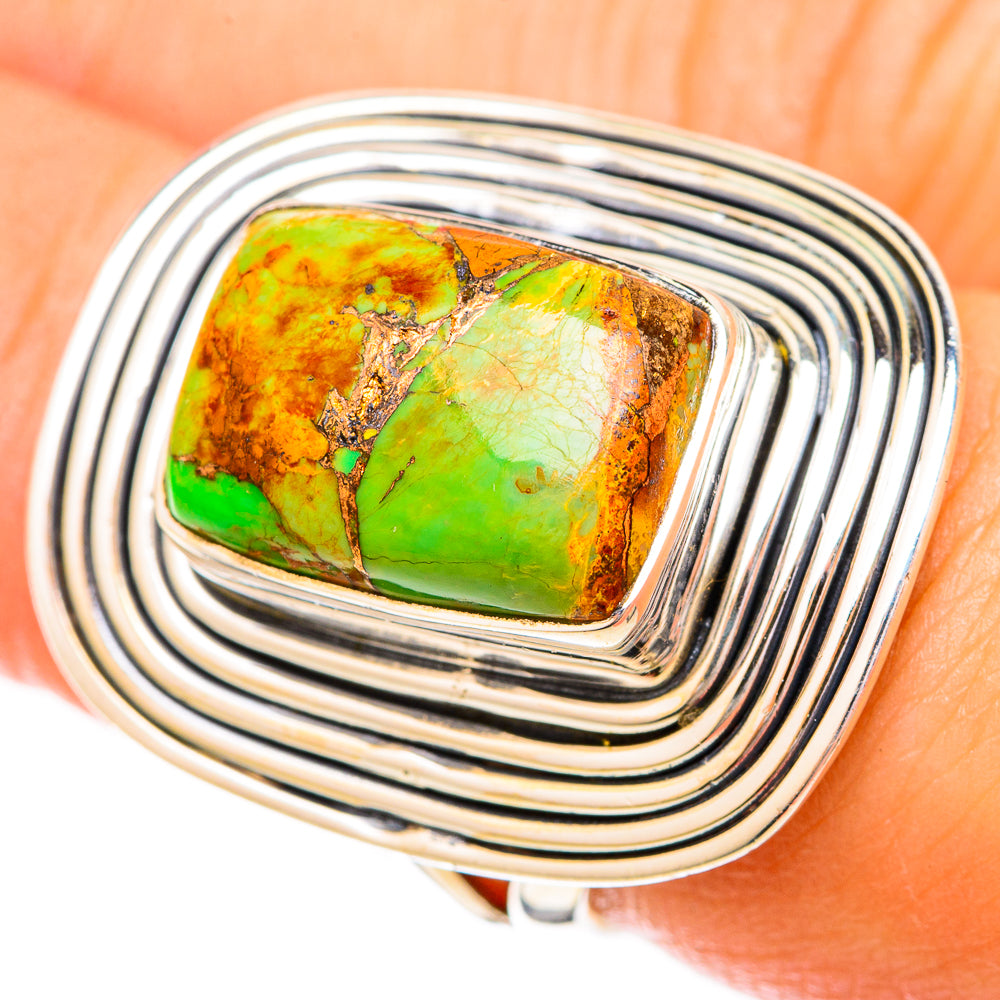 Green Copper Composite Turquoise Rings handcrafted by Ana Silver Co - RING121133