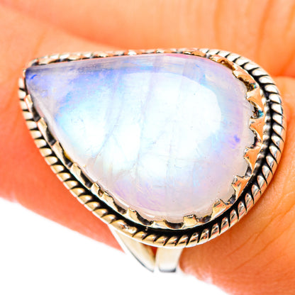 Rainbow Moonstone Rings handcrafted by Ana Silver Co - RING121146
