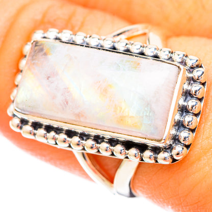 Rainbow Moonstone Rings handcrafted by Ana Silver Co - RING121147