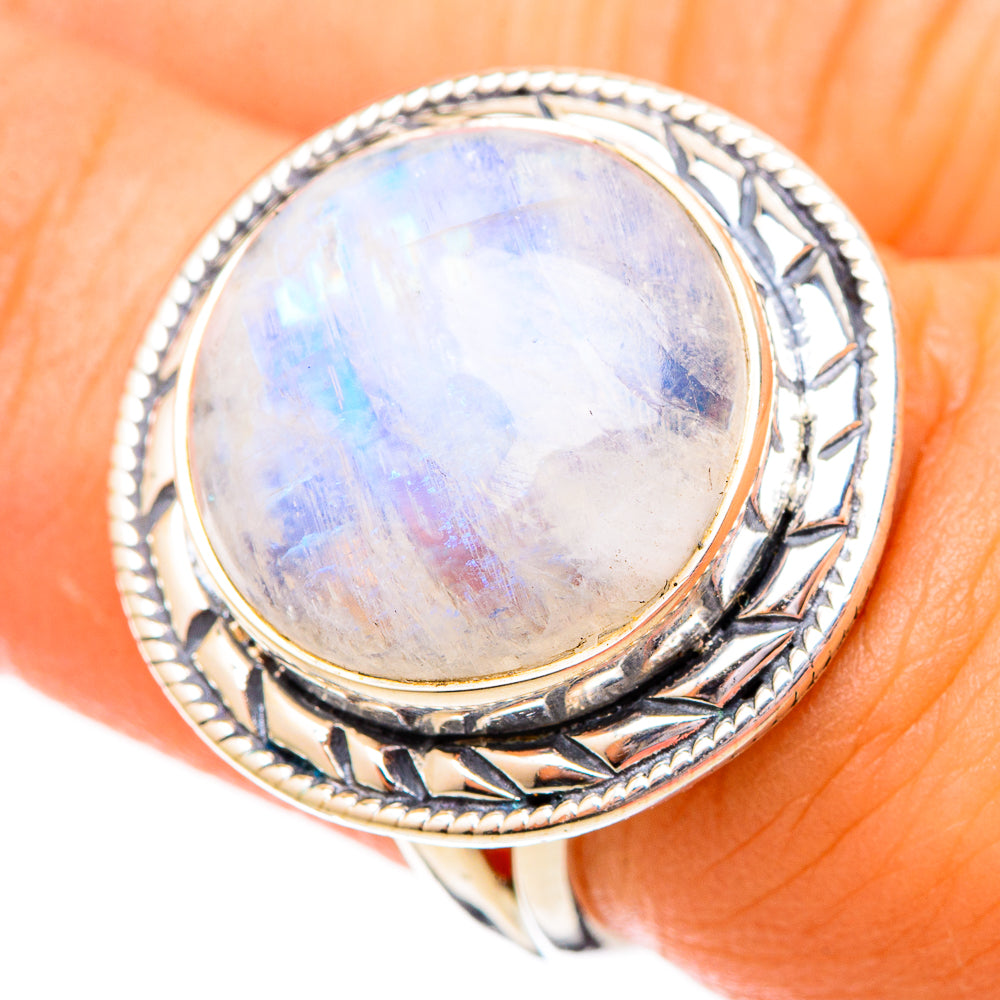 Rainbow Moonstone Rings handcrafted by Ana Silver Co - RING121174