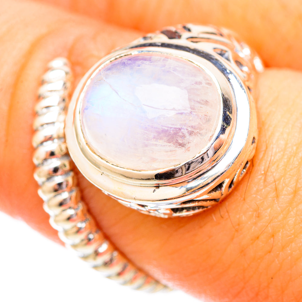 Rainbow Moonstone Rings handcrafted by Ana Silver Co - RING121175
