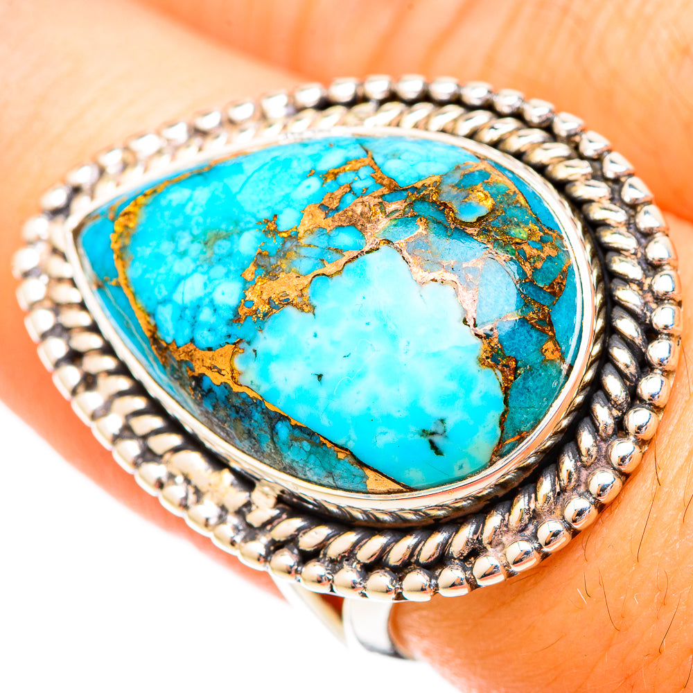 Blue Copper Composite Turquoise Rings handcrafted by Ana Silver Co - RING121182