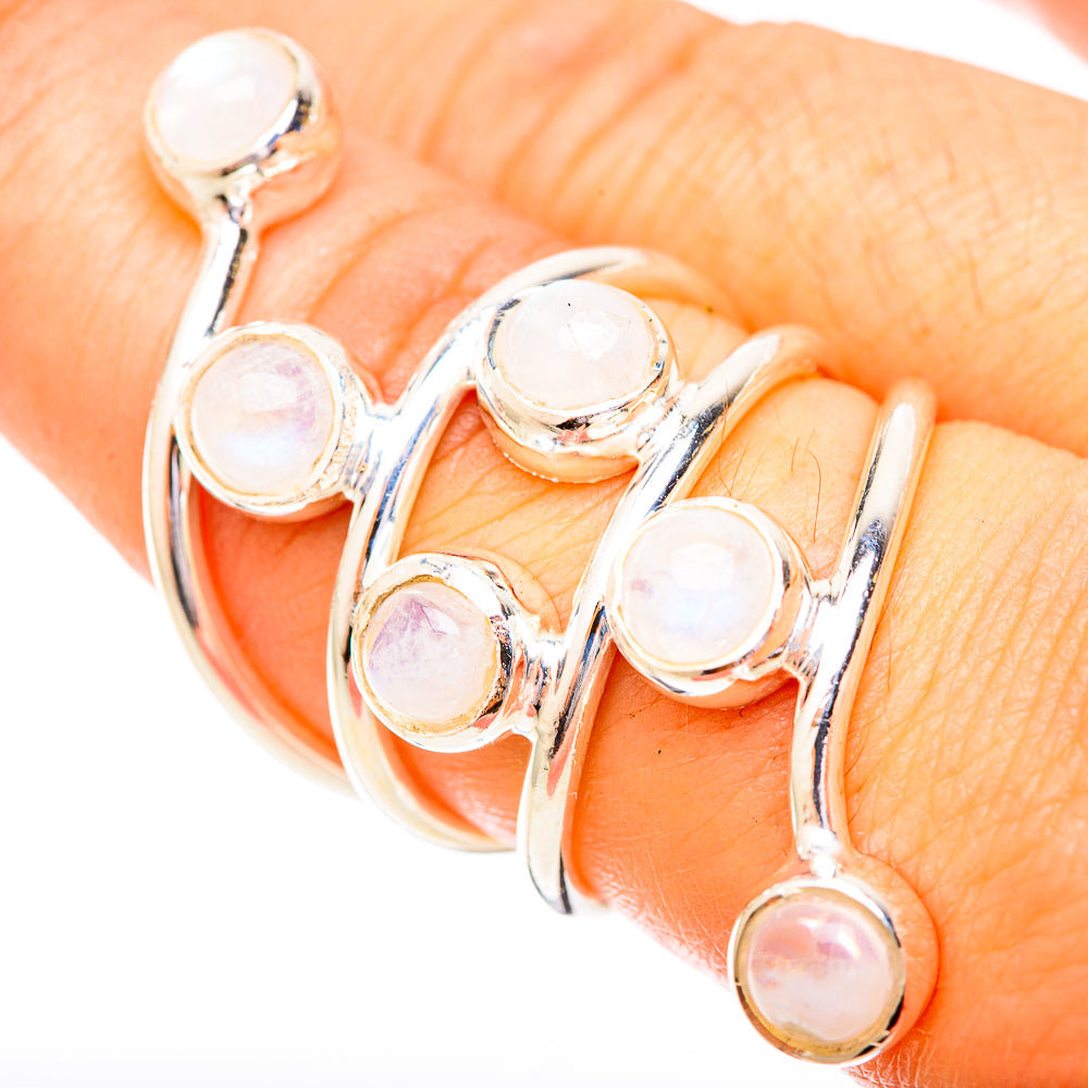Rainbow Moonstone Rings handcrafted by Ana Silver Co - RING121218