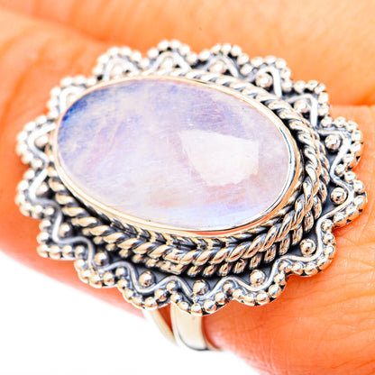 Rainbow Moonstone Rings handcrafted by Ana Silver Co - RING121219