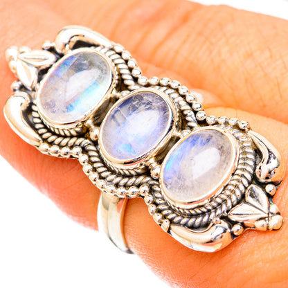 Rainbow Moonstone Rings handcrafted by Ana Silver Co - RING121223
