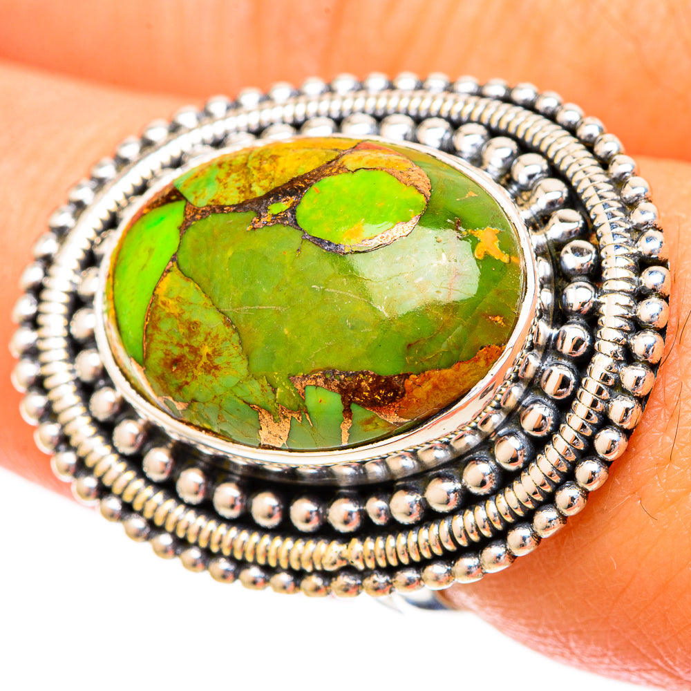 Green Copper Composite Turquoise Rings handcrafted by Ana Silver Co - RING121248