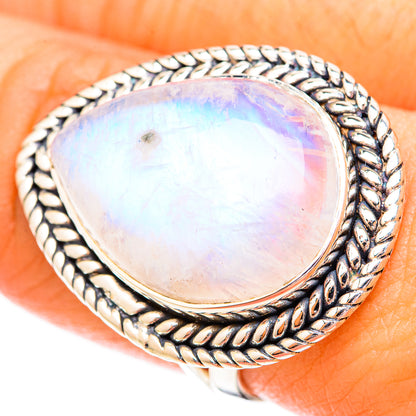 Rainbow Moonstone Rings handcrafted by Ana Silver Co - RING121267