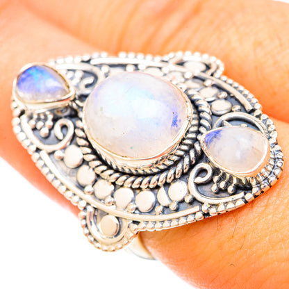 Rainbow Moonstone Rings handcrafted by Ana Silver Co - RING121271